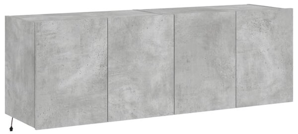 2 db betonszürke fali TV-szekrény LED-del 60x35x41 cm
