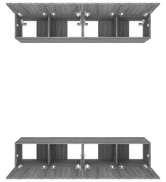 4 db szürke sonoma színű szerelt fa TV-szekrény 80 x 30 x 30 cm