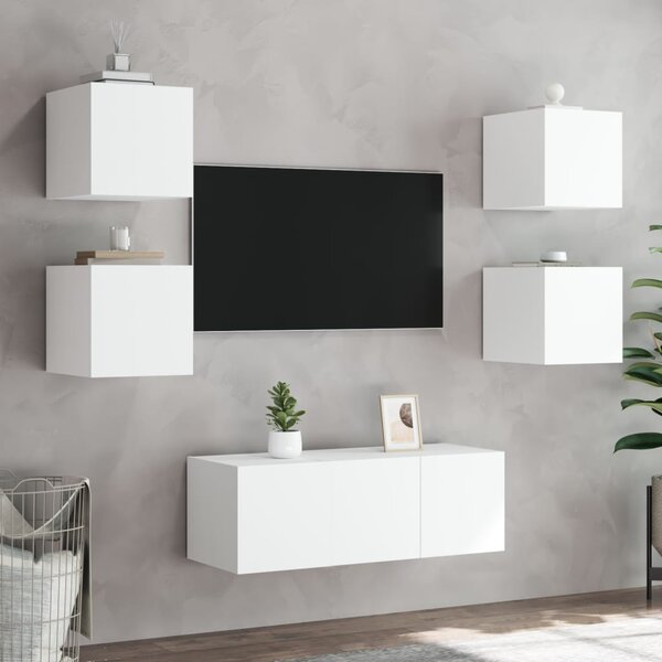 Fehér fali TV-szekrény LED-világítással 30,5x35x30 cm