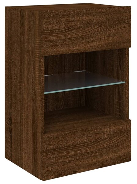 Barna tölgyszínű fali TV-szekrény LED-del 40x30x60,5 cm