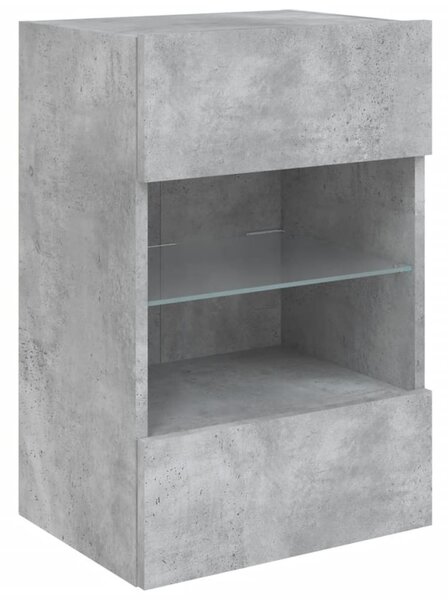 Betonszürke falra szerelhető TV-szekrény LED-del 40x30x60,5 cm