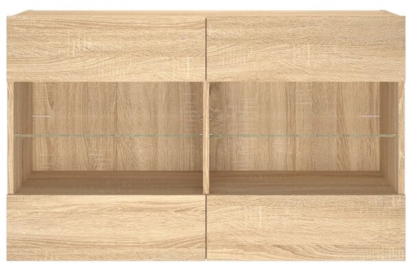 Sonoma tölgy színű fali TV-szekrény LED-del 98,5x30x60,5 cm