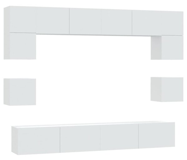 8 részes fehér szerelt fa TV-szekrényszett