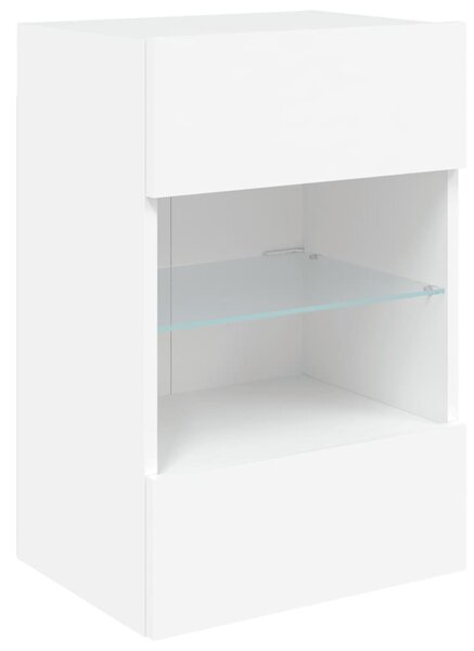 Fehér falra szerelhető TV-szekrény LED-lámpákkal 40x30x60,5 cm