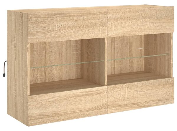 Sonoma tölgy színű fali TV-szekrény LED-del 98,5x30x60,5 cm