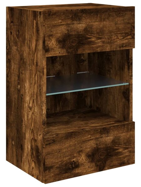 Füstös tölgy színű fali TV-szekrény LED-ekkel 40x30x60,5 cm