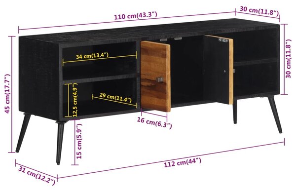 Tömör újrahasznosított tíkfa TV-szekrény 112 x 31 x 45 cm
