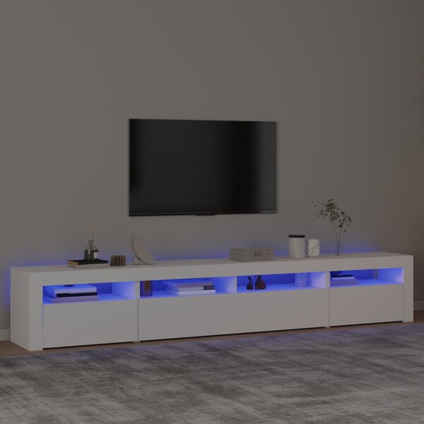 Fehér TV-szekrény LED-lámpákkal 240x35x40 cm