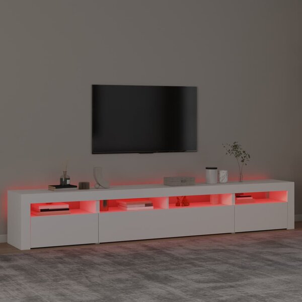 Fehér TV-szekrény LED-lámpákkal 240x35x40 cm
