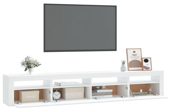 Fehér TV-szekrény LED-lámpákkal 240x35x40 cm