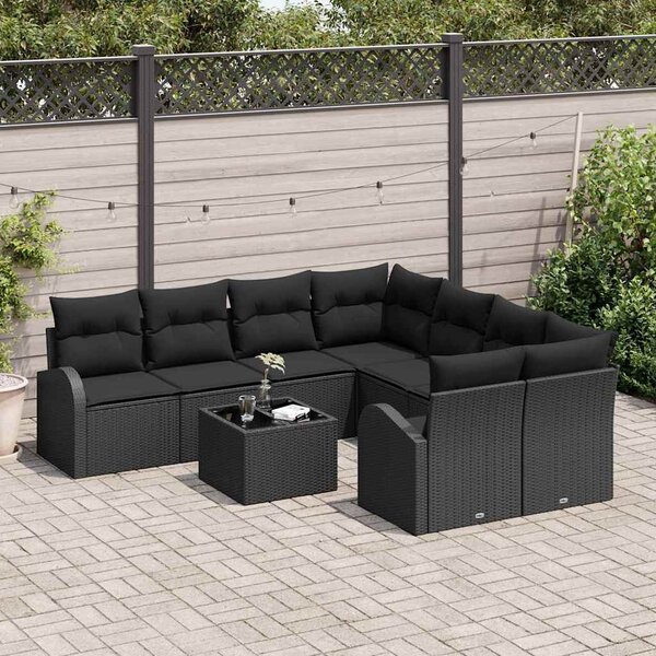 Kerti Kanapé Szett Fekete 55 x 55 x 37 cm polirattan