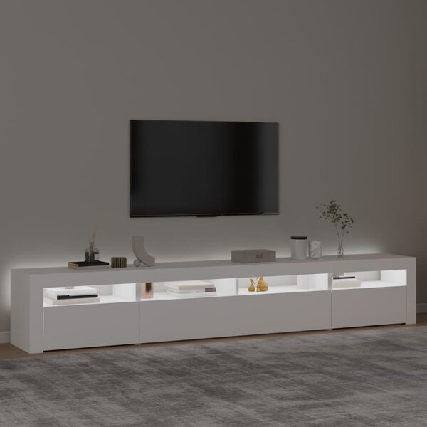 Fehér TV-szekrény LED-lámpákkal 240x35x40 cm