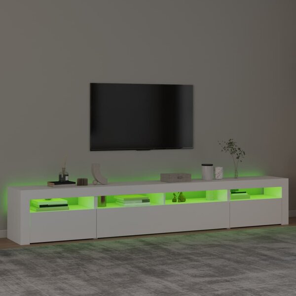 Fehér TV-szekrény LED-lámpákkal 240x35x40 cm