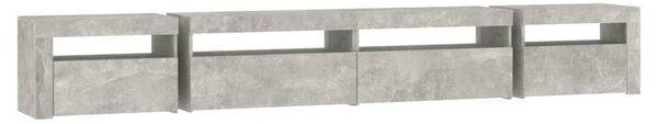 Betonszürke TV-szekrény LED lámpákkal 270x35x40 cm