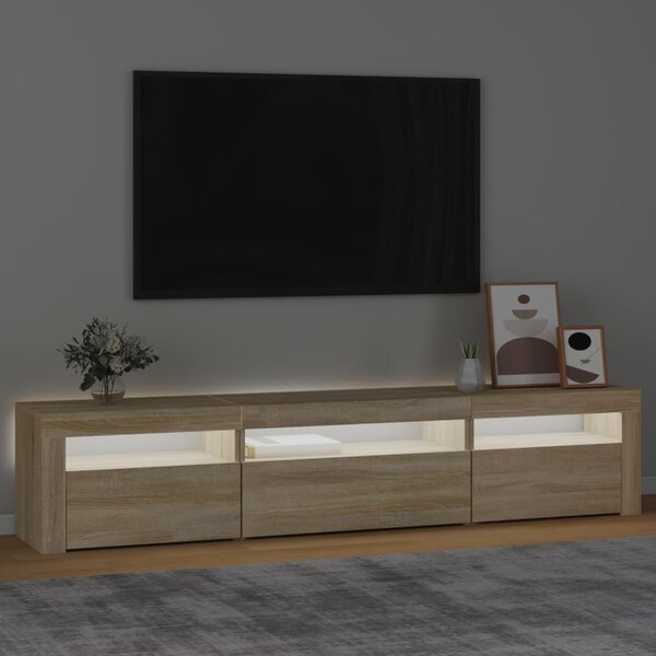 Sonoma tölgy színű TV-szekrény LED-lámpákkal 195x35x40 cm