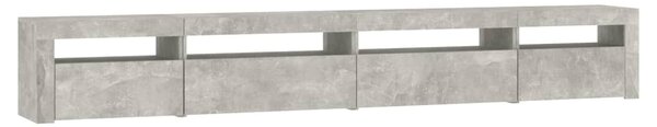 Betonszürke TV-szekrény LED lámpákkal 270x35x40 cm