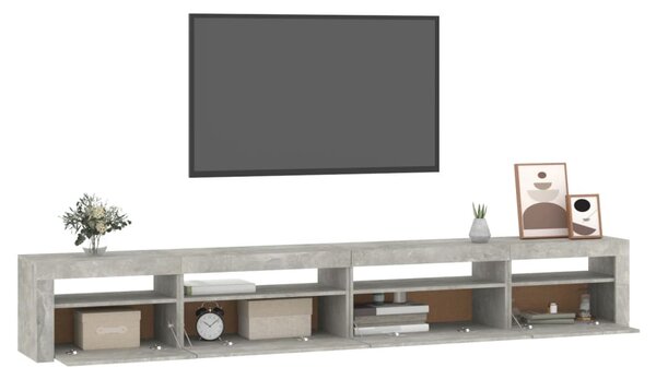 Betonszürke TV-szekrény LED lámpákkal 270x35x40 cm