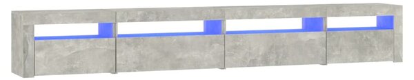 Betonszürke TV-szekrény LED lámpákkal 270x35x40 cm