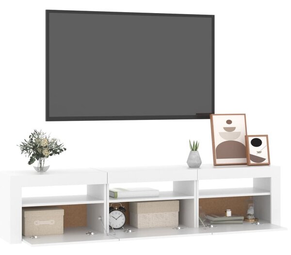 Fehér TV-szekrény LED-lámpákkal 180x35x40 cm
