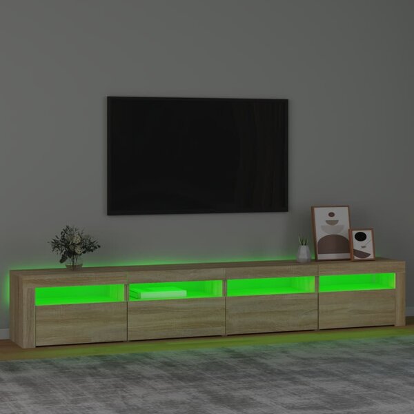 Sonoma tölgy színű TV-szekrény LED-lámpákkal 240x35x40 cm
