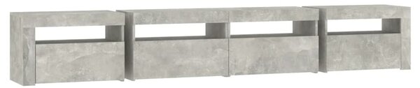 Betonszürke TV-szekrény LED-lámpákkal 240x35x40 cm