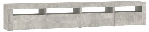 Betonszürke TV-szekrény LED-lámpákkal 240x35x40 cm