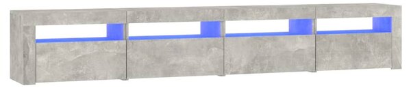 Betonszürke TV-szekrény LED-lámpákkal 240x35x40 cm
