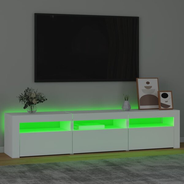 Fehér TV-szekrény LED-lámpákkal 180x35x40 cm
