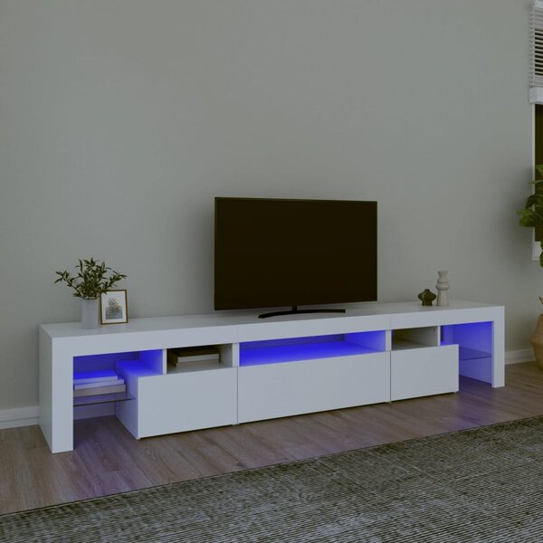 Fehér TV-szekrény LED-lámpákkal 215x36,5x40 cm