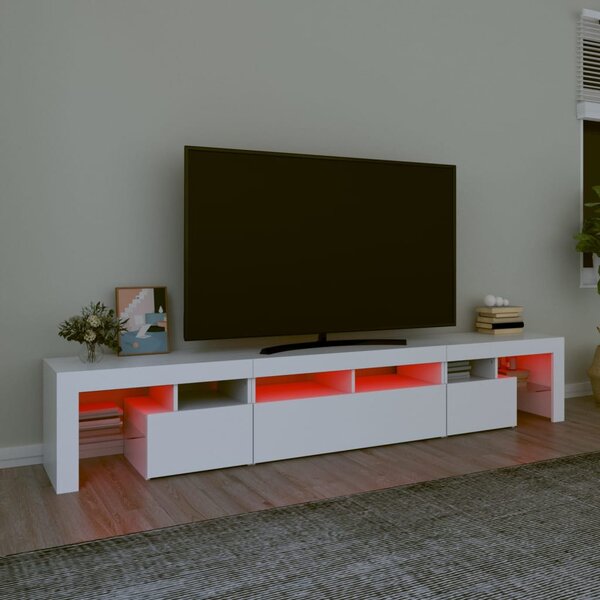 Fehér TV-szekrény LED-lámpákkal 230x36,5x40 cm