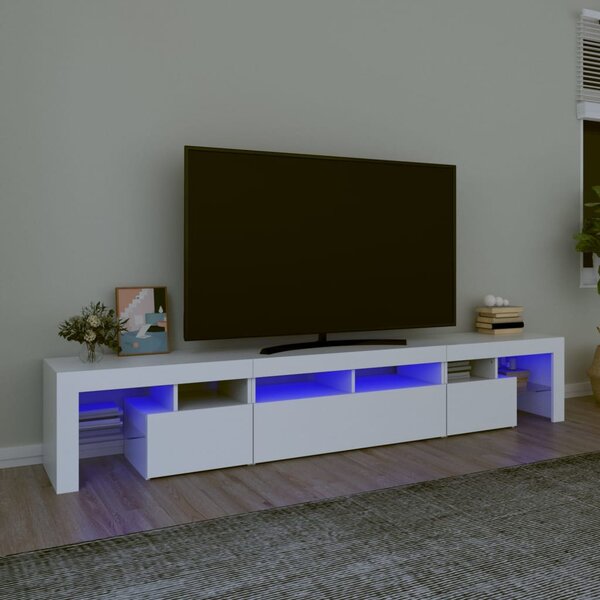 Fehér TV-szekrény LED-lámpákkal 230x36,5x40 cm