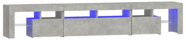 Betonszürke TV-szekrény LED lámpákkal 230x36,5x40 cm