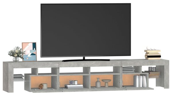 Betonszürke TV-szekrény LED lámpákkal 230x36,5x40 cm