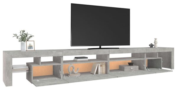 Betonszürke TV-szekrény LED-lámpákkal 290x36,5x40 cm