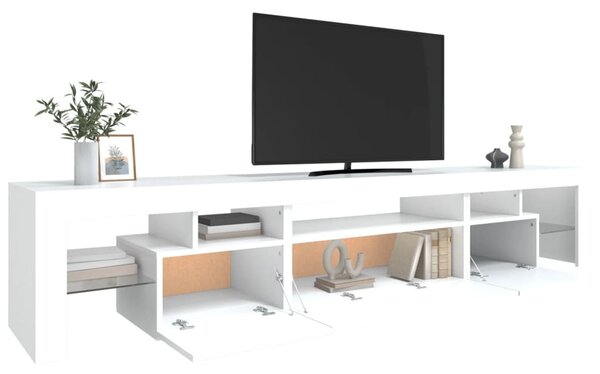 Fehér TV-szekrény LED-lámpákkal 215x36,5x40 cm