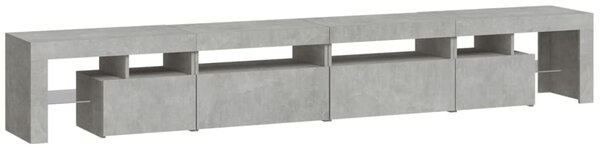 Betonszürke TV-szekrény LED lámpákkal 260x36,5x40 cm