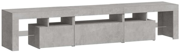 Betonszürke TV-szekrény LED lámpákkal 200x36,5x40 cm