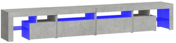 Betonszürke TV-szekrény LED lámpákkal 260x36,5x40 cm