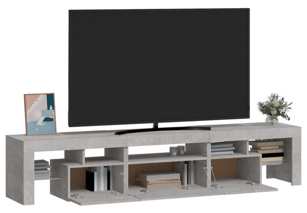 Betonszürke TV-szekrény LED lámpákkal 200x36,5x40 cm
