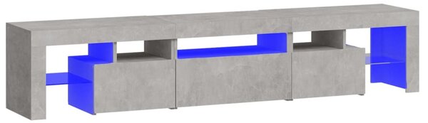 Betonszürke TV-szekrény LED lámpákkal 200x36,5x40 cm