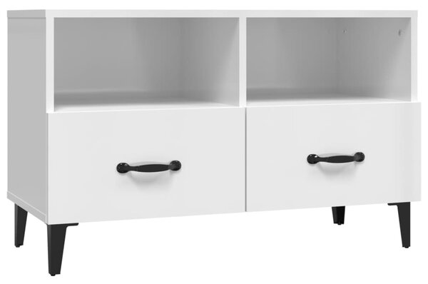 Fehér magasfényű szerelt fa TV-szekrény 80x36x50 cm