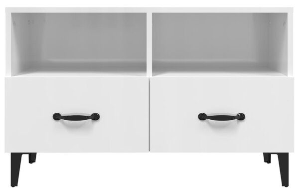 Fehér magasfényű szerelt fa TV-szekrény 80x36x50 cm