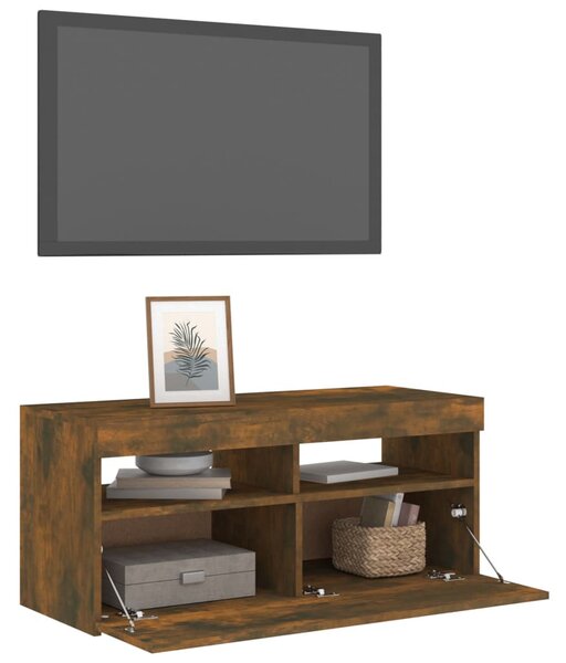 Füstös tölgy színű TV-szekrény LED-ekkel 90 x 35 x 40 cm
