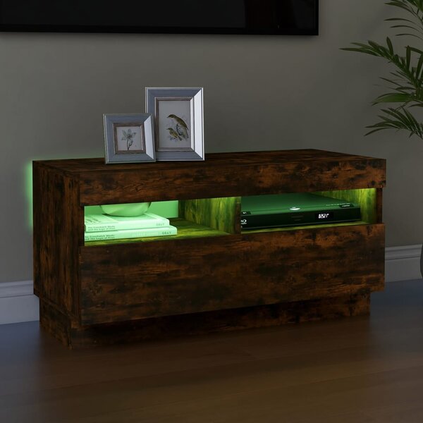 Füstös tölgy színű TV-szekrény LED-világítással 80 x 35 x 40 cm
