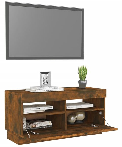 Füstös tölgy színű TV-szekrény LED-világítással 80 x 35 x 40 cm