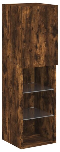 2 db füstös tölgy színű TV-szekrény LED-ekkel 30,5x30x102 cm