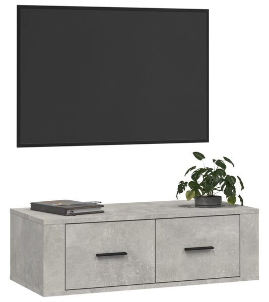 Betonszürke szerelt fa függő TV-szekrény 80 x 36 x 25 cm