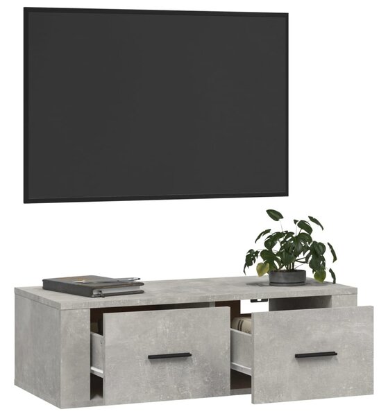 Betonszürke szerelt fa függő TV-szekrény 80 x 36 x 25 cm