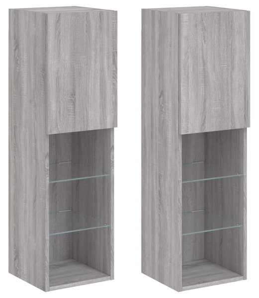 2 db szürke sonoma TV-szekrény LED-ekkel 30,5 x 30 x 102 cm