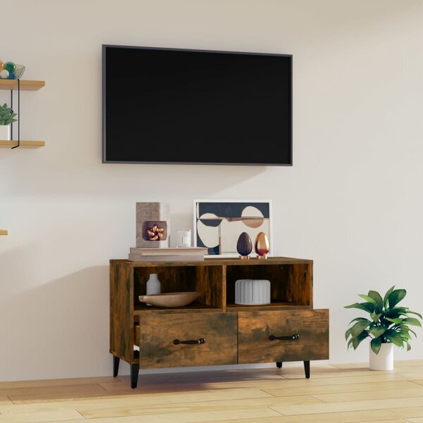 Füstös tölgy színű szerelt fa TV-szekrény 80 x 36 x 50 cm